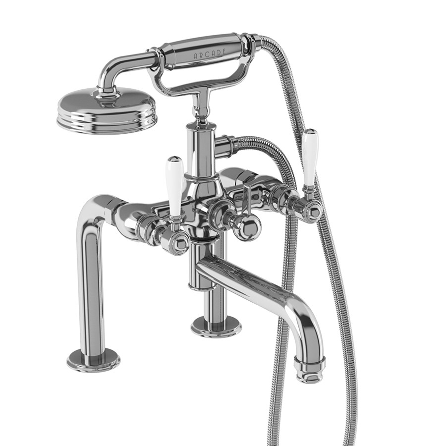 Burlington Arcade Смеситель для душа для ванны Arcade, установленный на террасе Никель с рукояткой крейцкопфа ACL18N  - Вид №7