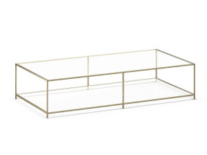 Низкий прямоугольный журнальный столик из закаленного стекла