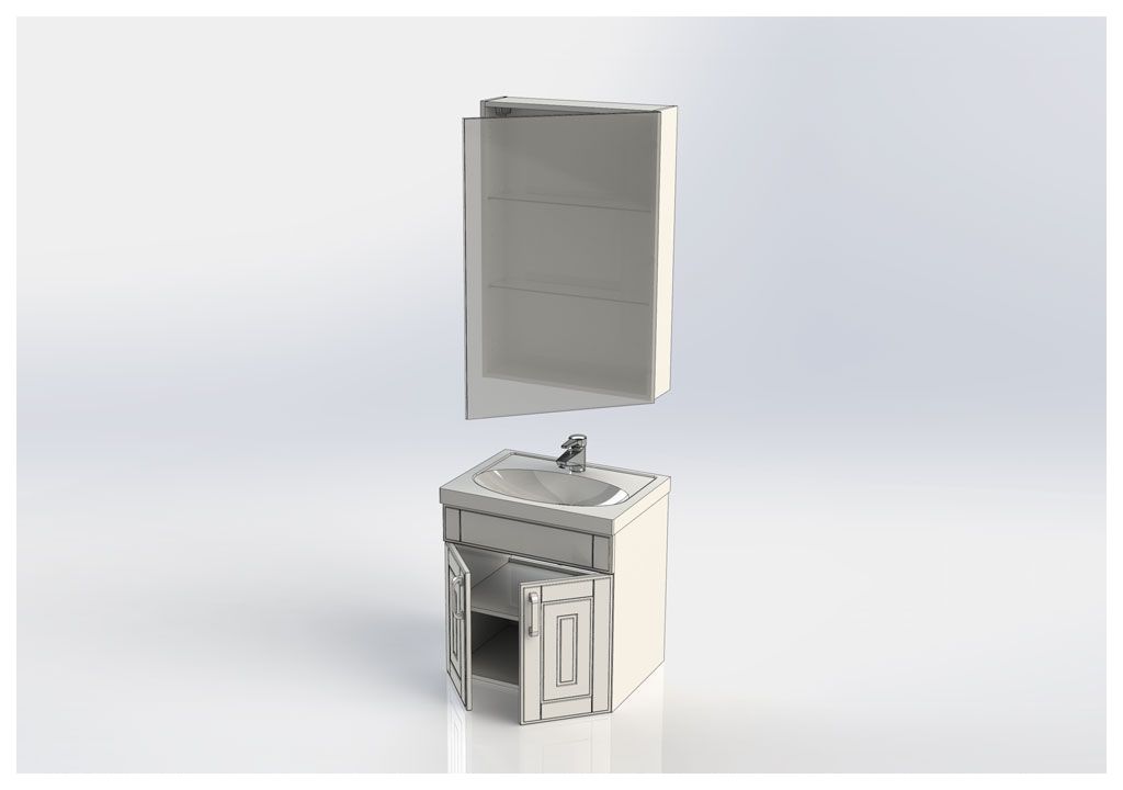 Мебель для ванной Aquanet Рондо 60 белый (2 дверцы, зеркало камерино) 00195700 - Вид №4