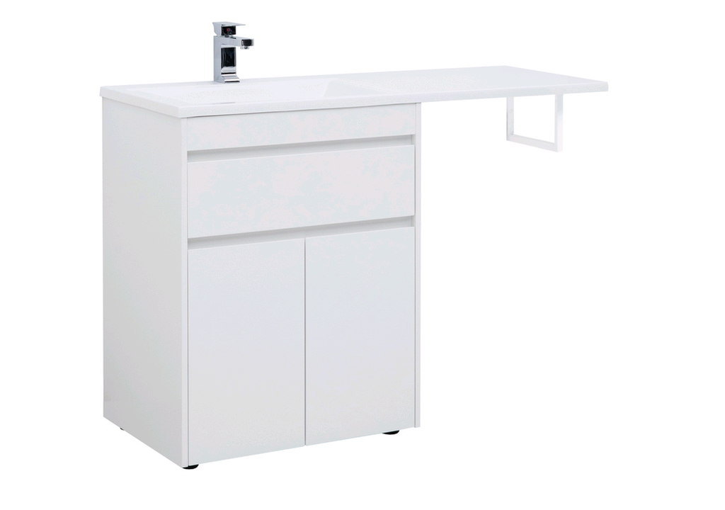 Тумба с раковиной Aquanet Токио 130 L белый (напольная, 1 ящик, 2 дверцы) 0023774600235501 - Вид №1