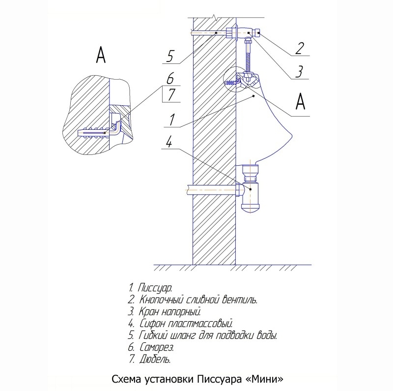 Мини, Писсуар Настенный писсуар, уринал с мушкой ROSA Мини  - Вид №2