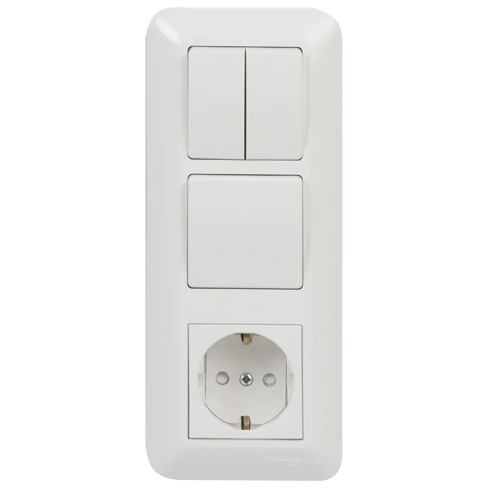 Блок с розеткой Прима 3 клавиши шторки цвет белый 18189534 STLM-2077232 Schneider Electric - Вид №1