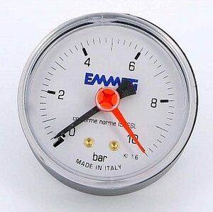 Манометр аксиальный 63 мм 1/4'' 10 бар EMMETI