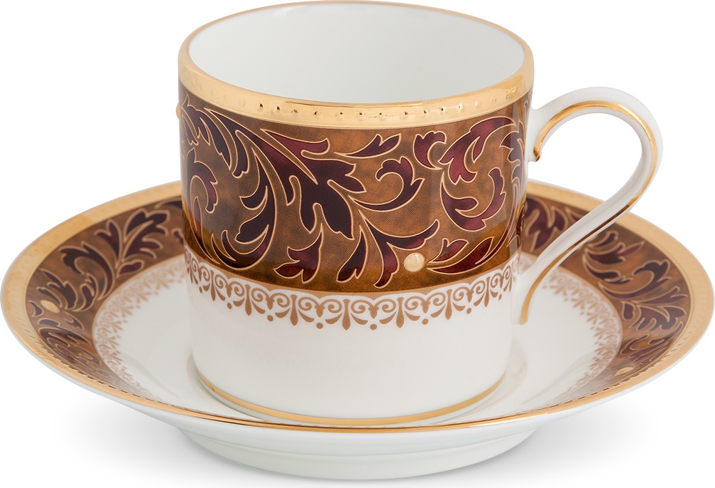 1051799 Noritake Чашка кофейная с блюдцем Noritake "Ксавьер,золотой кант" 90мл Фарфор костяной 
