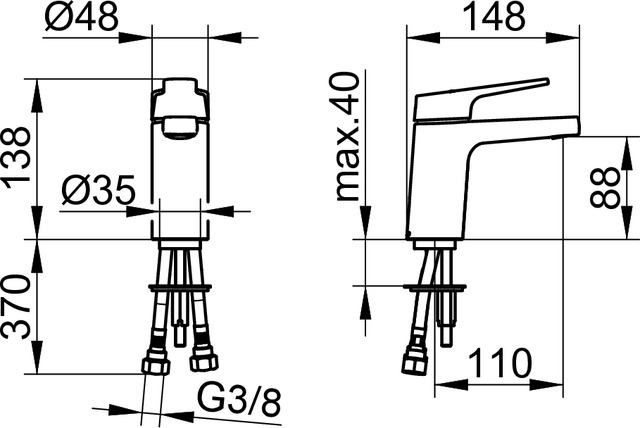 52704010100 Однорычажный смеситель для умывальника 90 KEUCO Collection Moll - Вид №2
