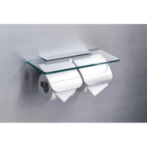 Бумагодержатель двойной со стеклянной полкой RUSH Edge ED77132