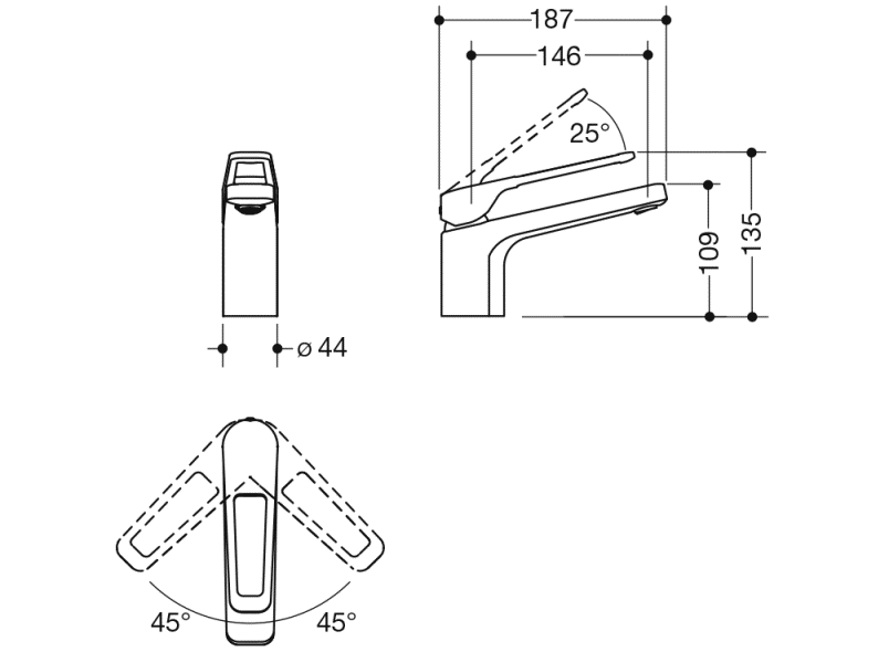 AQ1.12M10360 Однорычажный смеситель для раковины HEWI System-Armaturen  - Вид №2