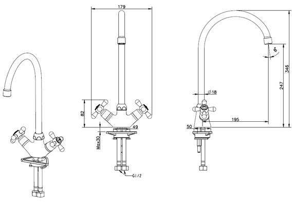 Смеситель для кухни Esko Vienna с поворотным R-изливом VN 06-2 Vienna VN 06-2 sun-id-669260 - Вид №1