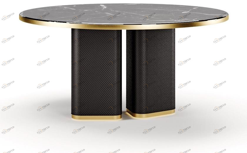 SM Living Couture Круглый мраморный стол с основанием, обтянутым кожей Couture Tvo_02