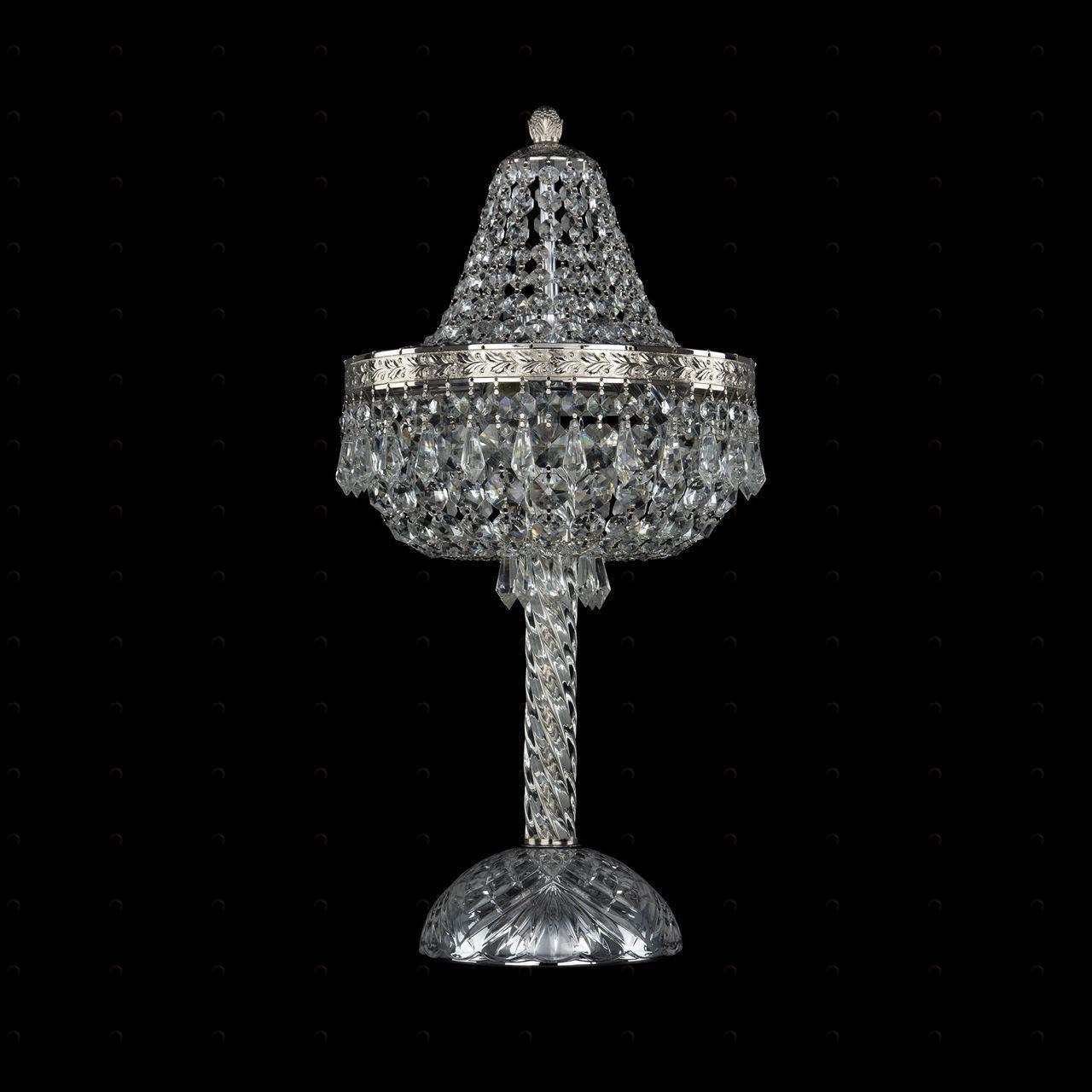 Лампа настольная хрустальная 52х25 см никель Bohemia Ivele 19271L4/H/25IV Ni BOHEMIA IVELE КЛАССИЧЕСКИЕ 00-3889225 Прозрачный;серебро 