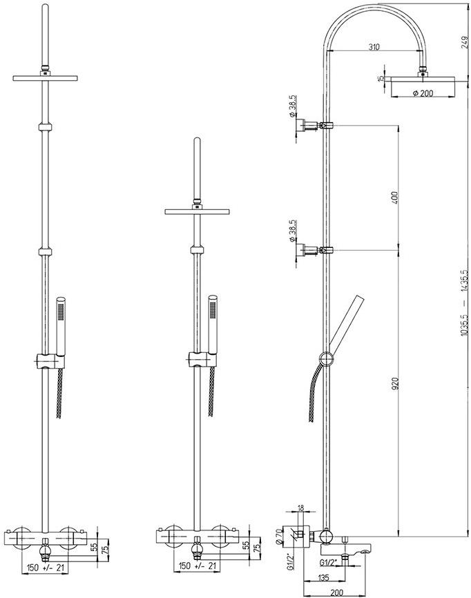 Paini Cox 78CR687TH1KM душевая система  - Вид №2