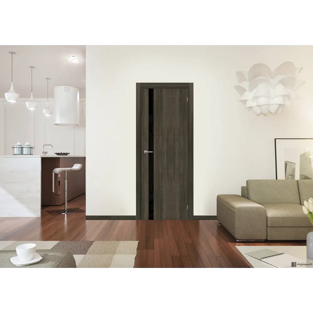 Дверь межкомнатная со стеклом Мирра 90x200 см Hardflex цвет дуб кастелло с замком и петлями 82672926 STLM-2032600 МАРИО РИОЛИ  - Вид №5