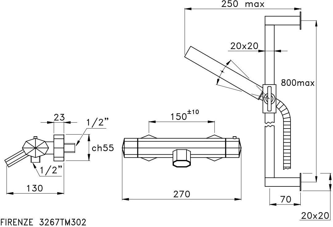 RUBINETTERIE STELLA Смеситель для душа с ручным душем Firenze sun-id-1464227 - Вид №1