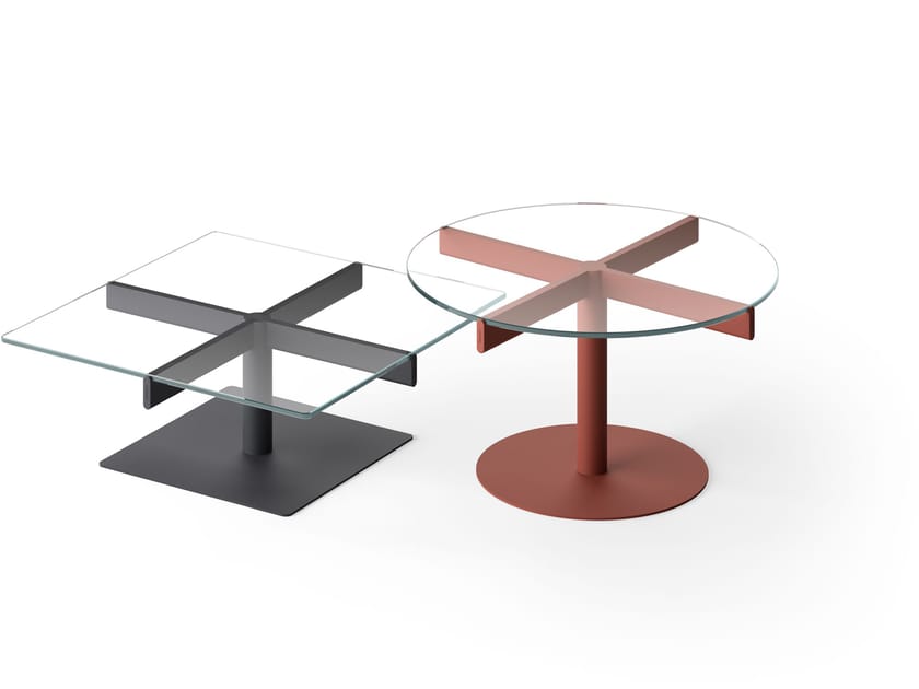 Стеклянный и металлический журнальный столик FANTONI Decumano ARCH-00145726