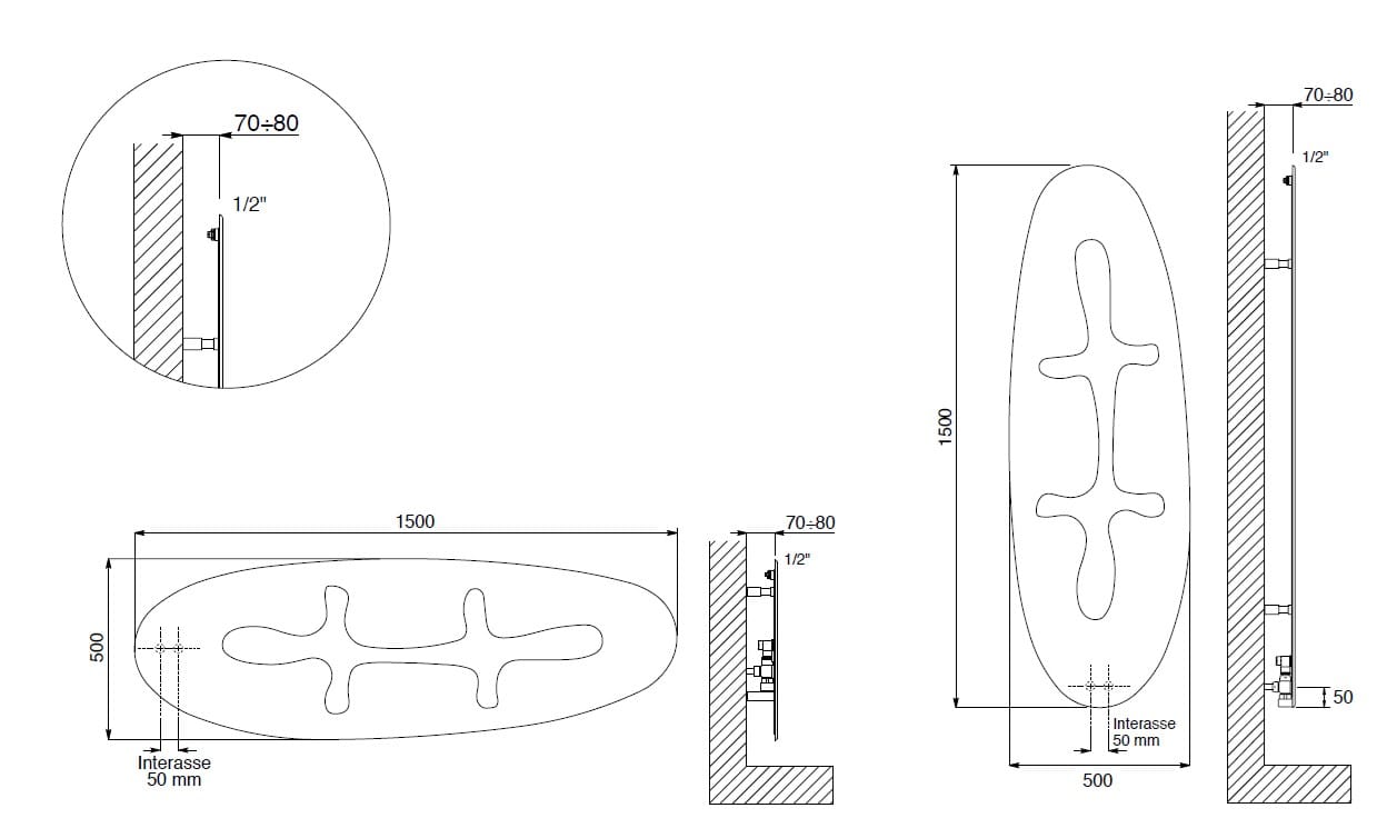 Настенный полотенцесушитель из углеродистой стали Cordivari Design Экстраслим ARCH-00019987 - Вид №2