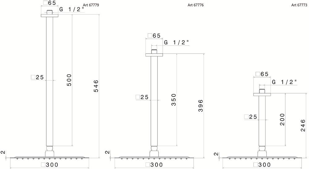 newform Потолочная лейка душа с кронштейном Head showers 67776 - Вид №1