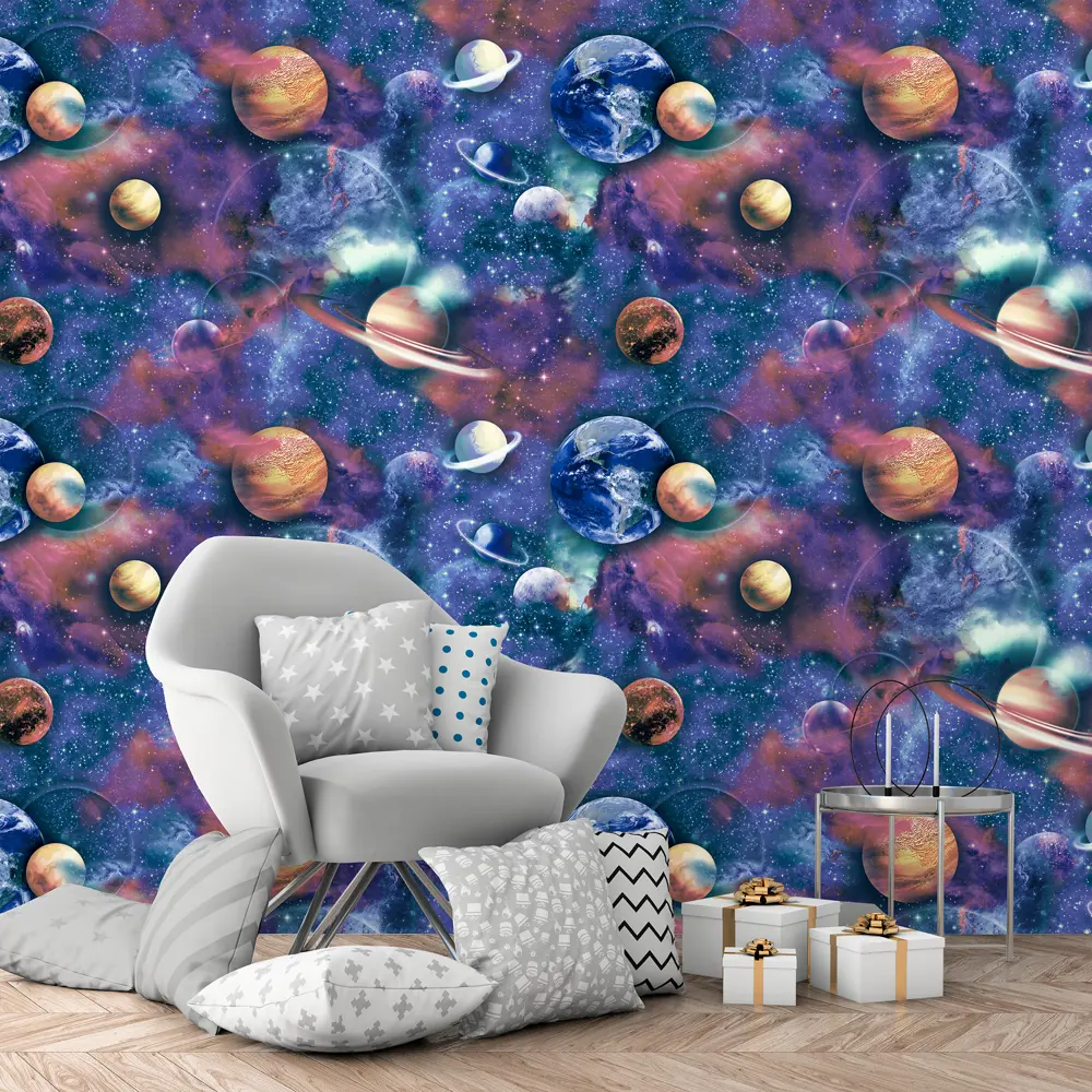 ELYSIUM Космос - Флизелиновые обои синего цвета для стильного интерьера 89346613 STLM-0821068 - Вид №3