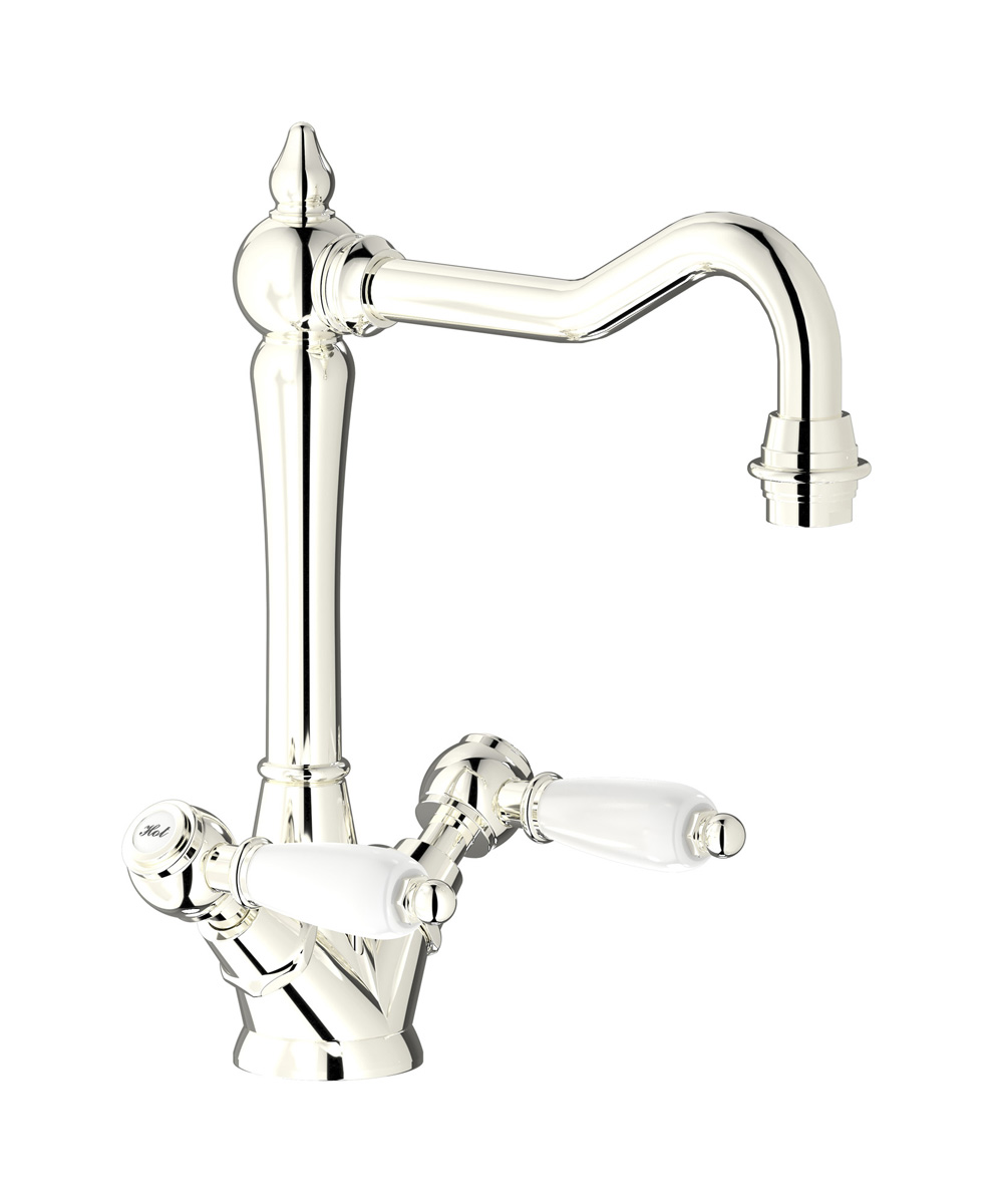 Смеситель для раковины на 1 отверстие с 2 ручками в комплекте с донным клапаном. WE ARE IB hl205pl_2 Platinum Hermes