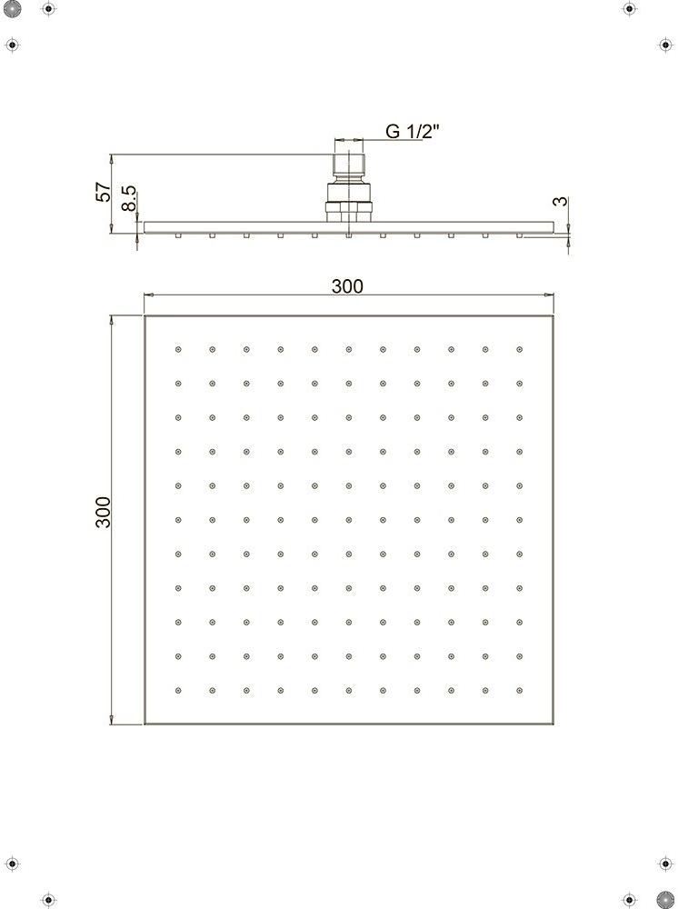 50CR759Q30EA Расс.д/душа, металл, квадратный, 300 мм, хром Paini  - Вид №3
