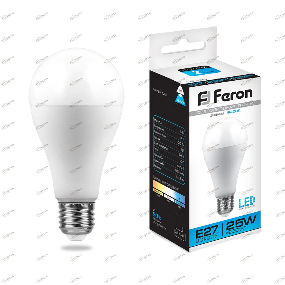 Лампа светодиодная Feron "Шар" E27 25W 6400K LB-100 25792 FERON  00-3956549 Матовый 