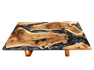 Прямоугольный стол из смолы и орехового дерева