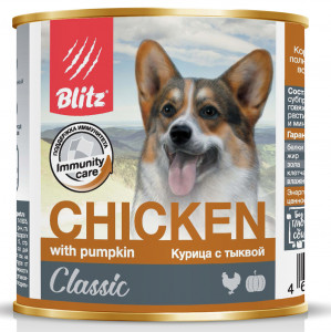 ПР0055601*12 Корм для собак Classic курица, тыква банка 750г (упаковка - 12 шт) Blitz