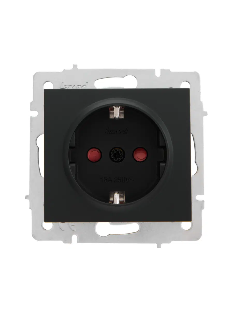 RAIN Розетка сз, с защитой от детей (керамика) (механизм) без рамки черный LEZARD 703-4288-124
