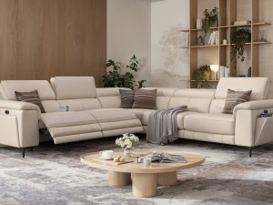 Кожаный угловой диван