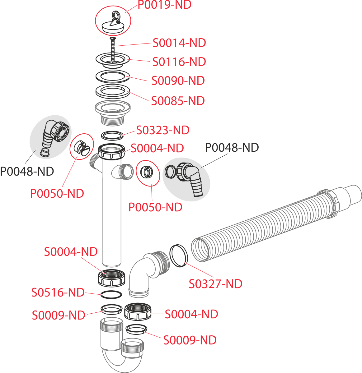 Сифон трубчатый с нержавеющей peшeткой DN70, двумя штуцерами и гофрой ALCAPLAST A840DN5040 - Вид №2