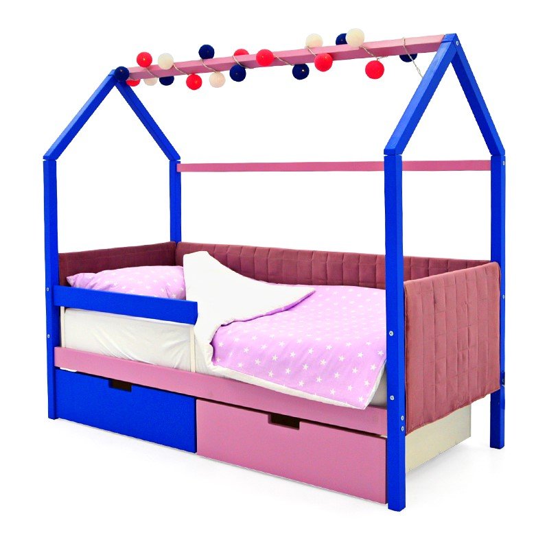 Детская кровать-домик мягкая синяя-лаванда Svogen БЕЛЬМАРКО  00-3873192 Розовый Santreyd  - Вид №6