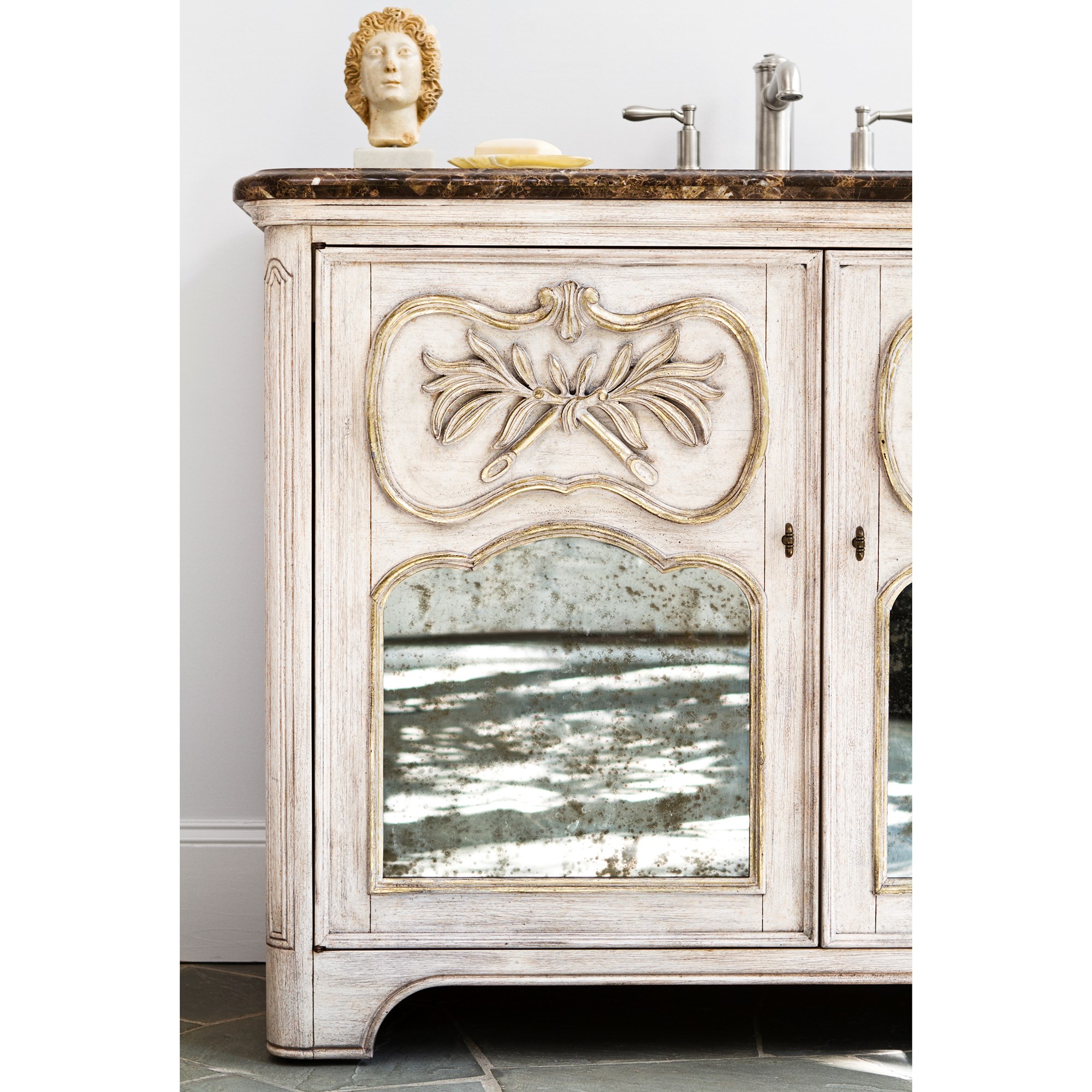 Тумбочка, большая (от 37 до 59,5) 08989-110-411 Laurel Sink Chest - White Ambella  - Вид №3