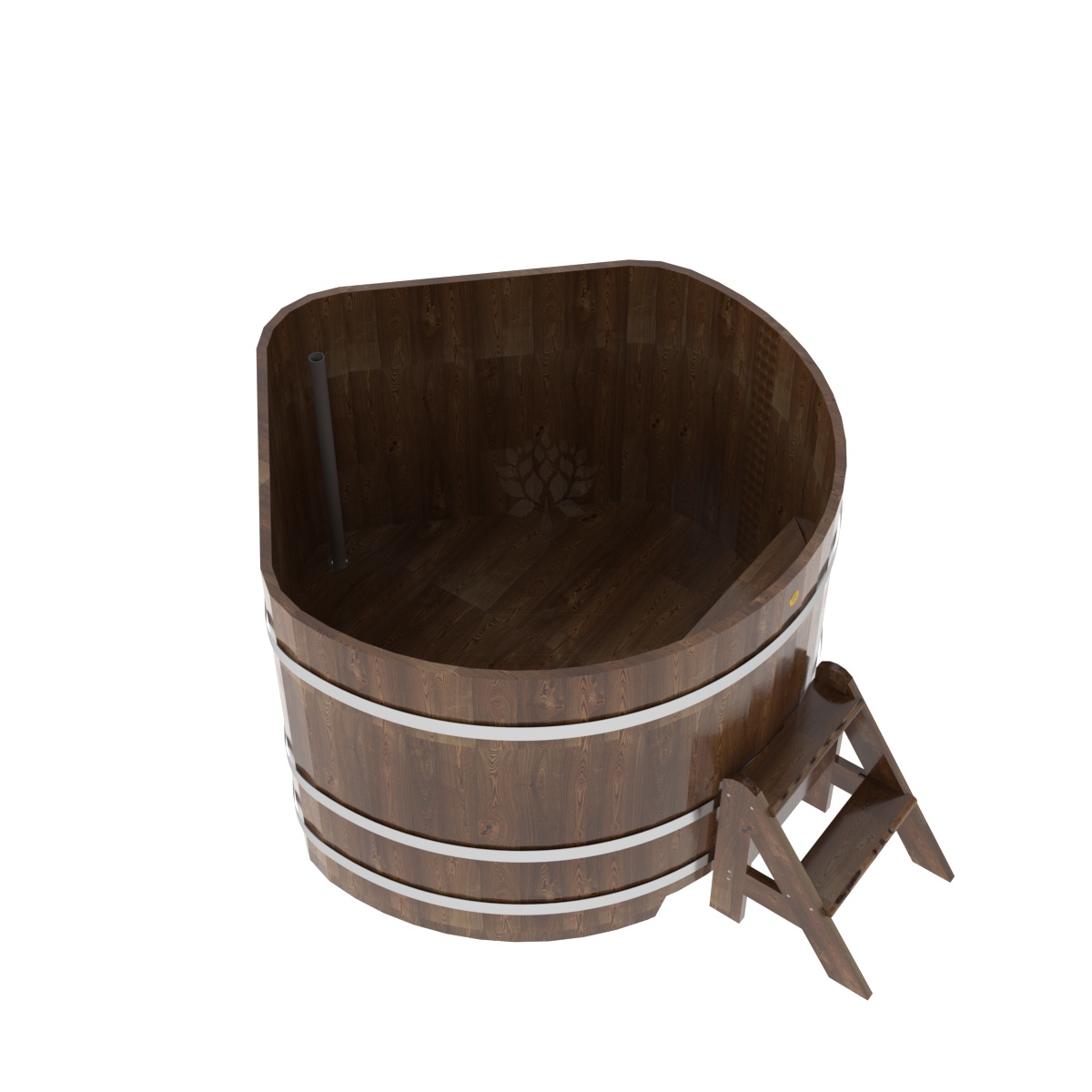 1583 Купель угловая из сращенных ламелей лиственницы 1,37х1,37х1,0 морёная Alyarus  - Вид №2