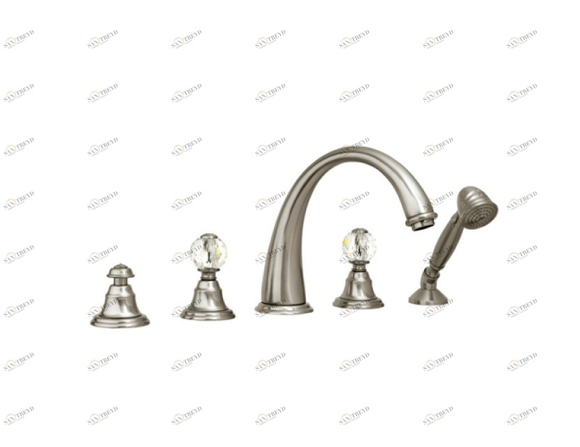 037116.000.30 Набор для ванны с пятью отверстиями и кристаллами сваровски Античная латунь Mestre Pacifica