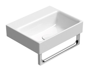 Керамическая прямоугольная подвесная раковина с держателем для полотенец