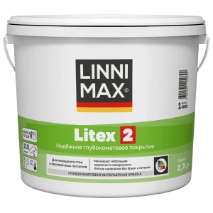 Краска для стен и потолков моющаяся Linnimax Litex 2 матовая цвет белый база A 2.7 л