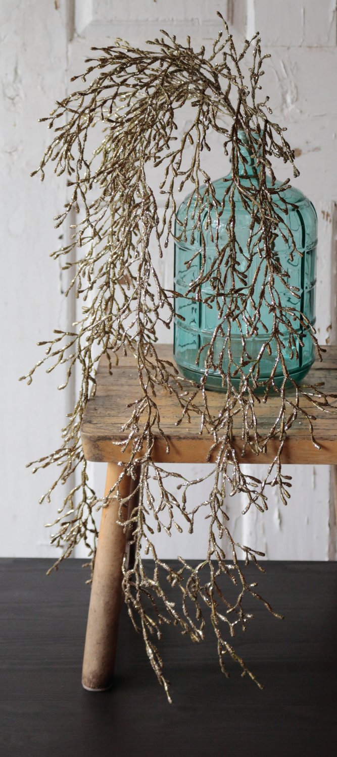 1706 331 a3 Вешалка для кактусов из искусственной омелы с глиттером, 93 см, золото H-andreas  - Вид №6