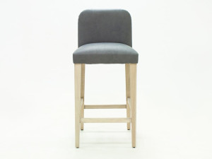 Высокий кожаный табурет с подставкой для ног со спинкой