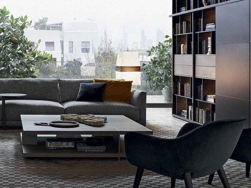 Poliform Низкий столик из фанерованной древесины с журнальной полкой Bristol sun-id-1484345 - Вид №2