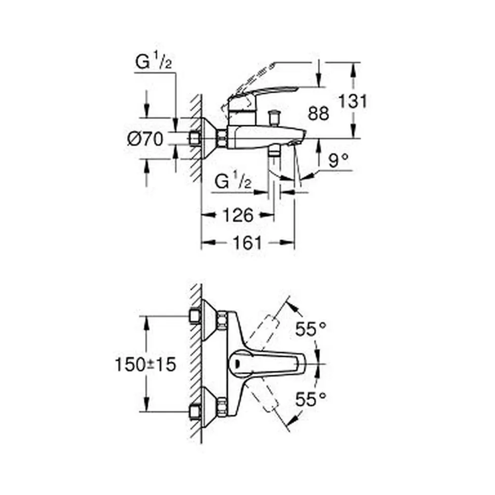 Смеситель для ванной Grohe Start 32278001 однорычажный, цвет хром 17876733 STLM-2132190  - Вид №14