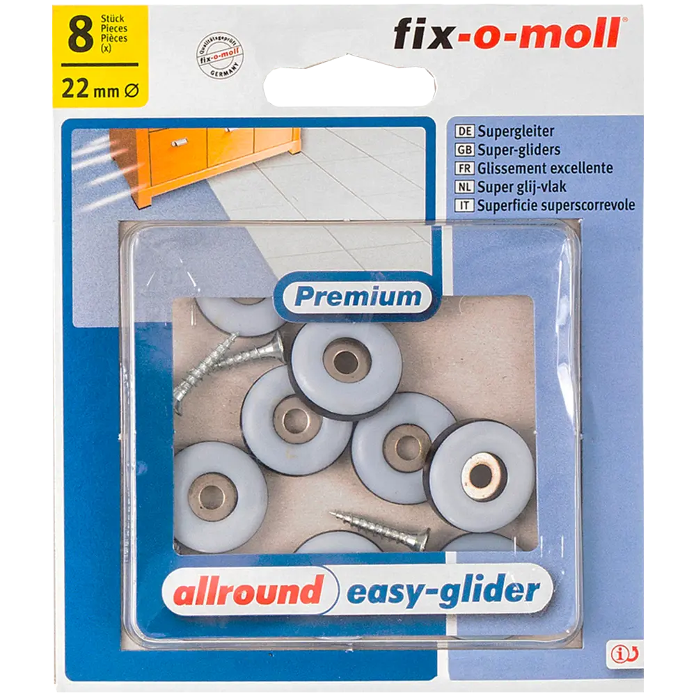 Подпятник мебельный скользящий с шурупом D22 мм 86383543 STLM-2204511 FIX-O-MOLL  - Вид №1