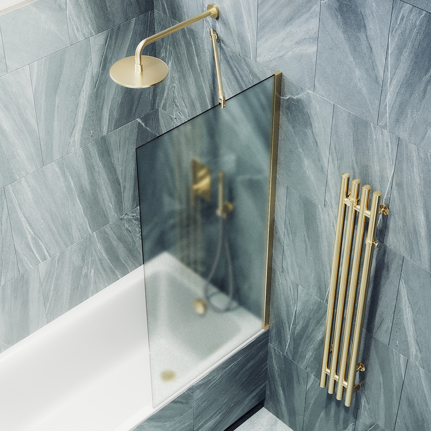 Шторка для ванны в широком профиле ST-90-3ш Public Steel