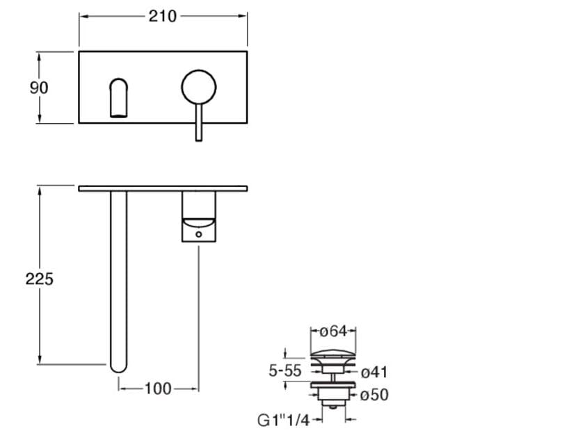 Настенный смеситель для раковины с автоматическим сливом CRISTINA Rubinetterie Phi ARCH-00144494 - Вид №2