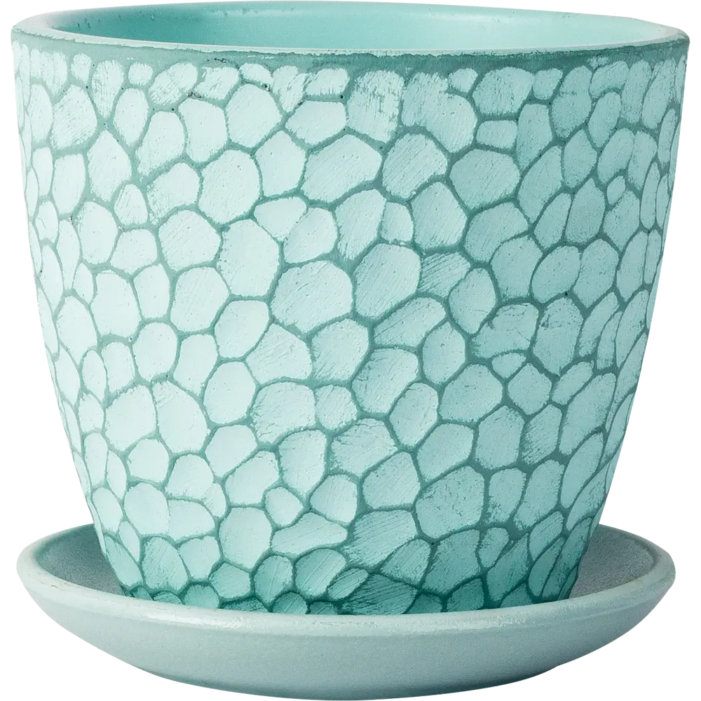 Santreyd Горшок «Манго» бирюзовый бетонный с рельефной фактурой 82113270 STLM-0019378