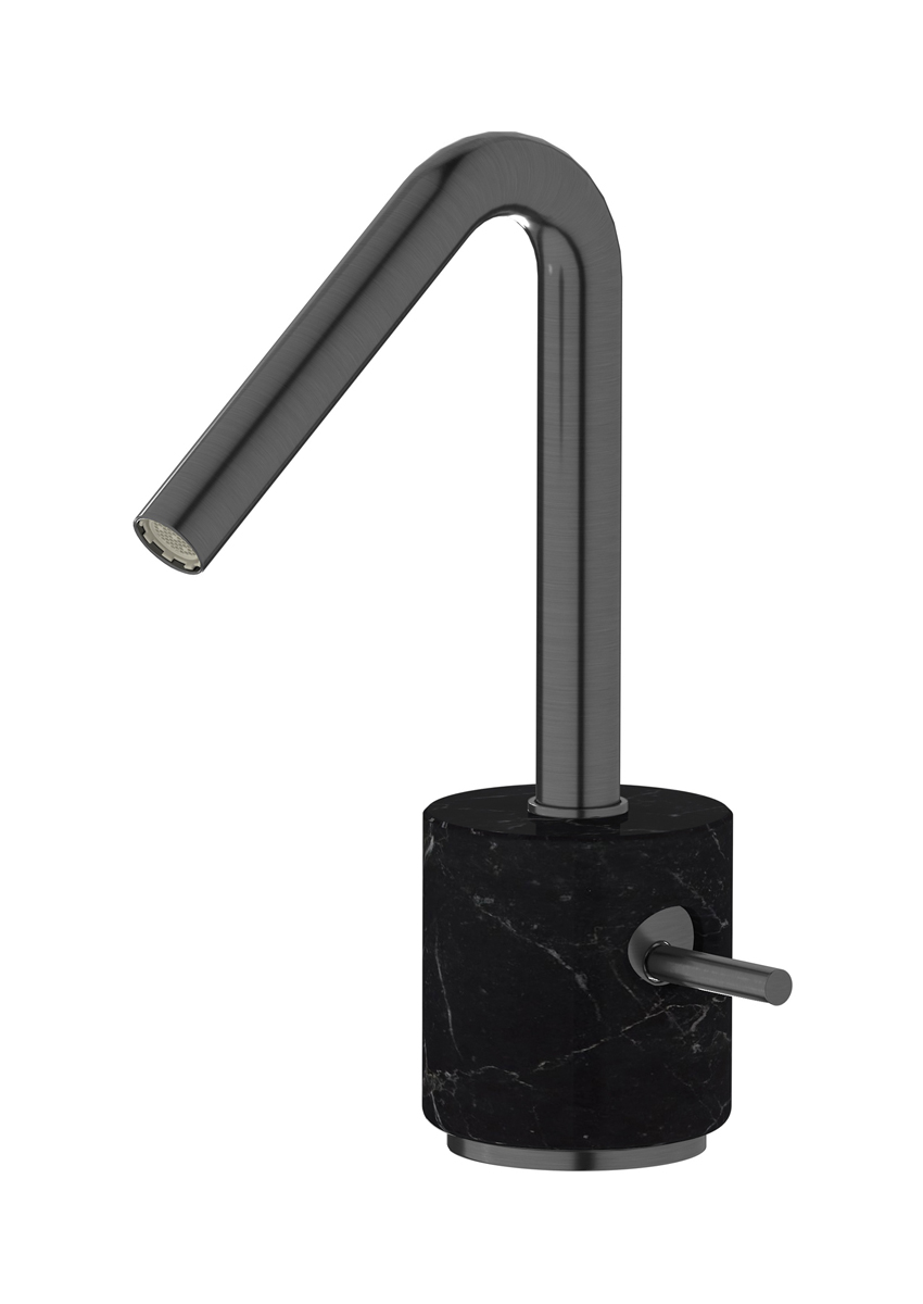 Смеситель для раковины на 1 отверстие в комплекте с донным клапаном WE ARE IB mr200cs_2 Brushed Black Chrome Marmo