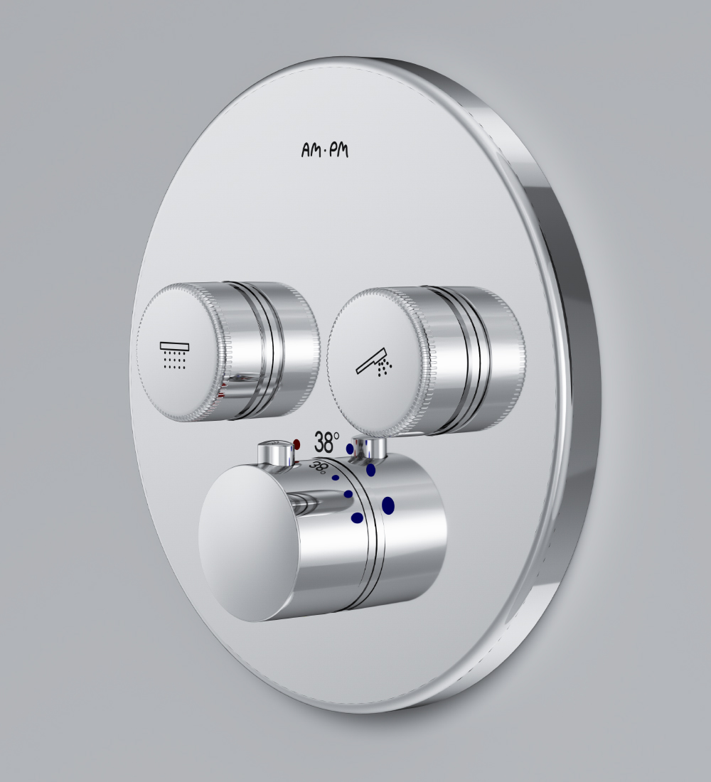 F50A85700 Inspire V2.0 TouchReel смеситель для 2 потребителей с термостатом монтируемый в стену х AM.PM Inspire 2.0 