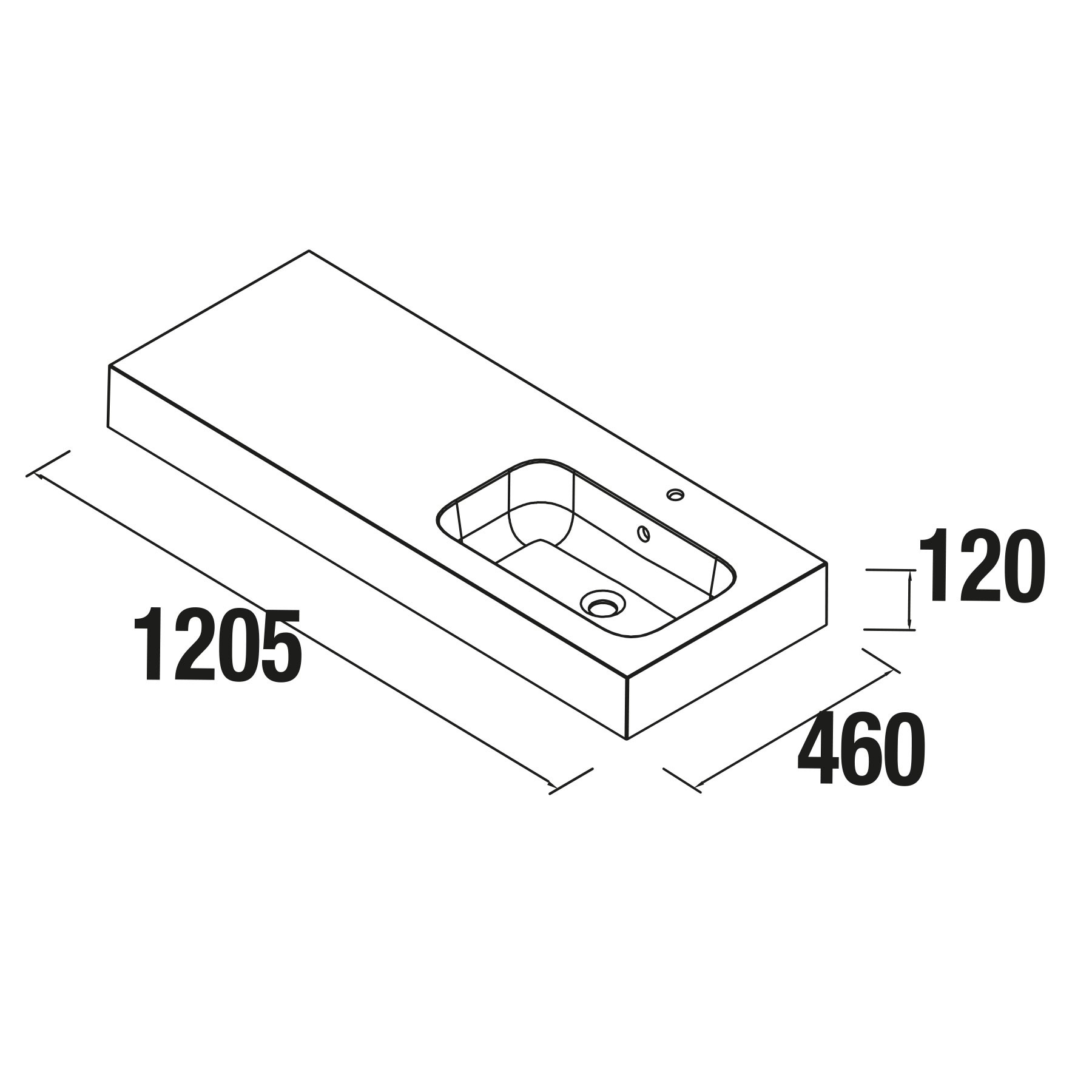 22683 SALGAR Раковина ESCOCIA 1205 Тумба слева MINERALMARMO 1205 x 128 x 460 мм  - Вид №1