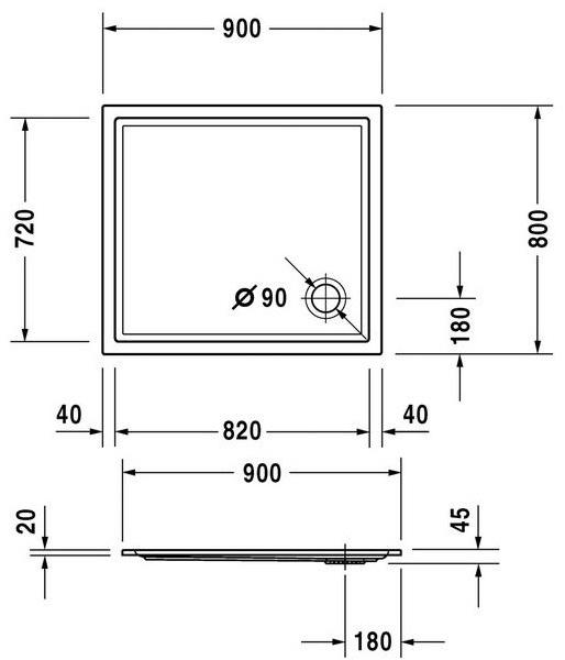 Duravit Поддон для душа прямоугольный из акрила Starck 720118 - Вид №2