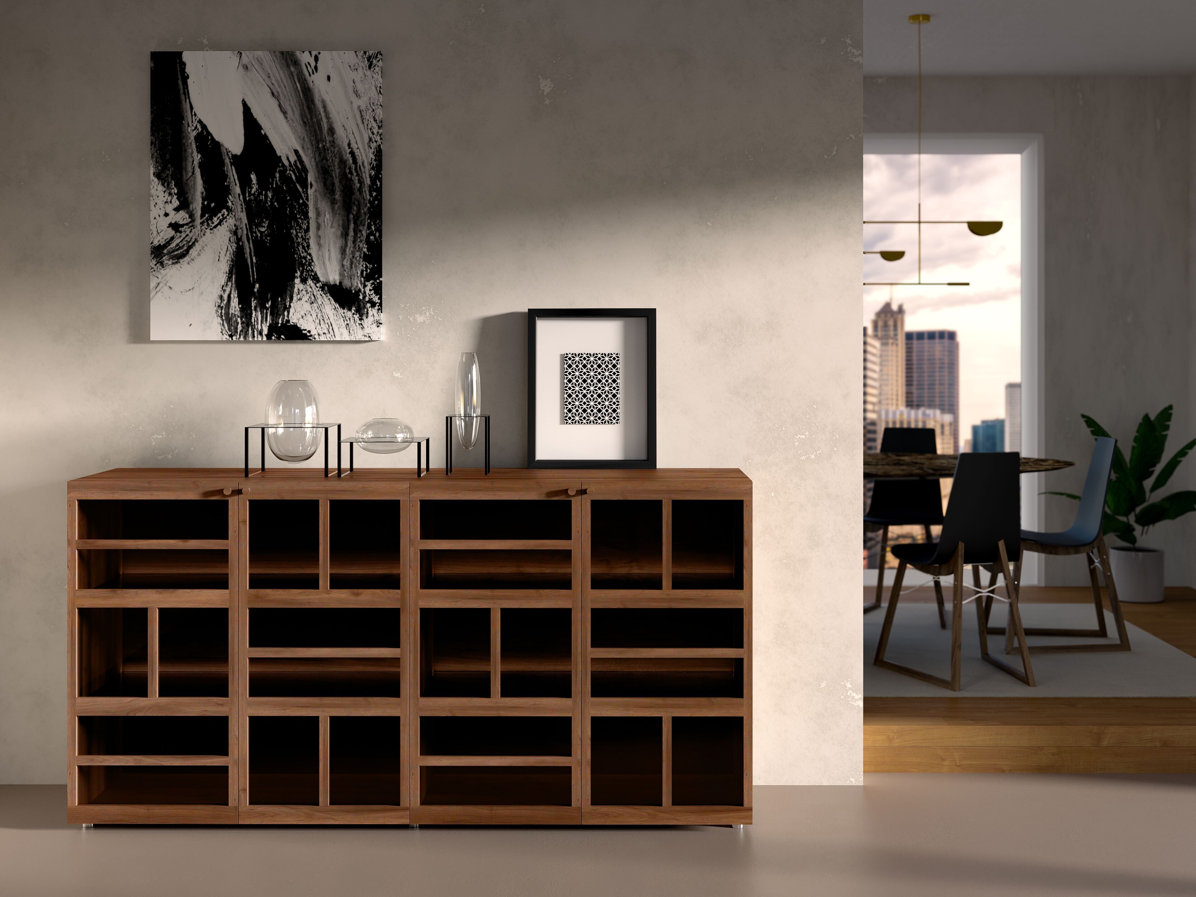 Wood and glass sideboard with integrated lighting Casamania & Horm Torii ARCH-00098110 - Вид №3