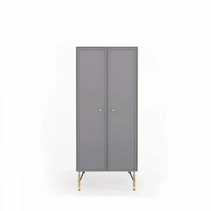 Шкаф распашной двухдверный с металлическими ножками 150х62 см светло-серый Moon BRAGIN DESIGN MOON 00-3862429 Серый