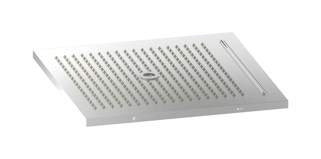 Полувстроенный верхний душ с режимами - дождь, водопад и хромотерапия WE ARE IB av370ss Brushed Nickel Aqua